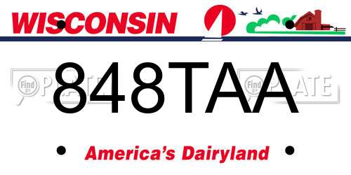 848TAA Wisconsin License Plate
