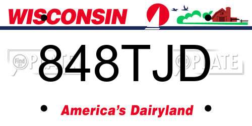 848TJD Wisconsin License Plate