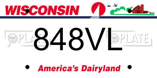 848VL Wisconsin License Plate