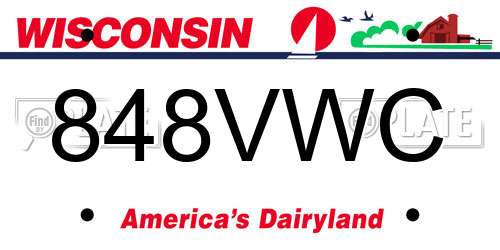 848VWC Wisconsin License Plate