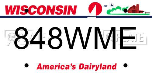 848WME Wisconsin License Plate