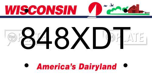 848XDT Wisconsin License Plate