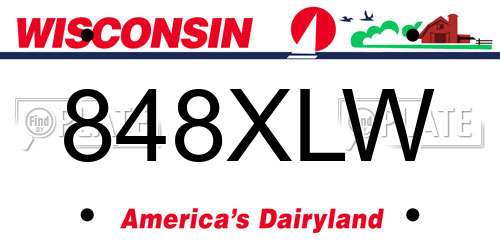 848XLW Wisconsin License Plate