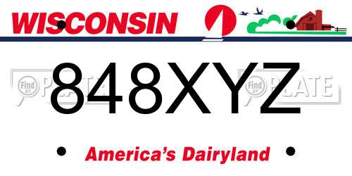 848XYZ Wisconsin License Plate