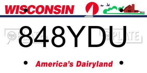 848YDU Wisconsin License Plate