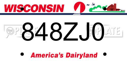 848ZJ0 Wisconsin License Plate