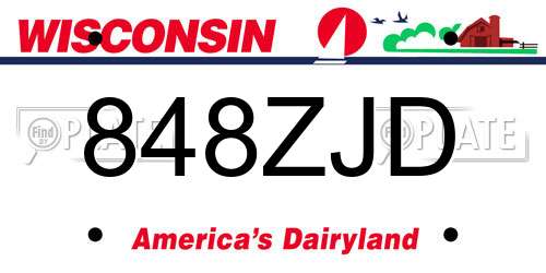 848ZJD Wisconsin License Plate