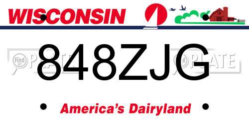848ZJG Wisconsin License Plate