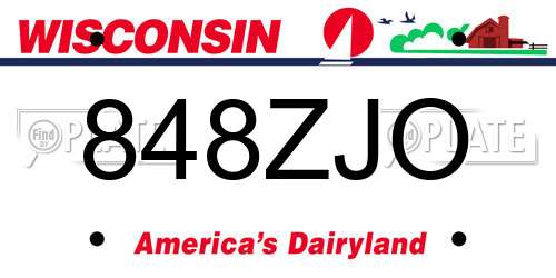848ZJO Wisconsin License Plate
