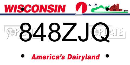 848ZJQ Wisconsin License Plate