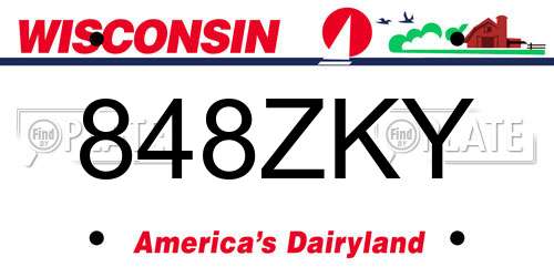 848ZKY Wisconsin License Plate