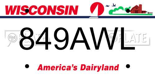849AWL Wisconsin License Plate
