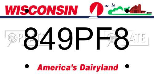 849PF8 Wisconsin License Plate