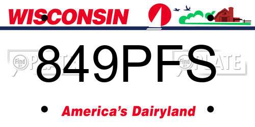 849PFS Wisconsin License Plate
