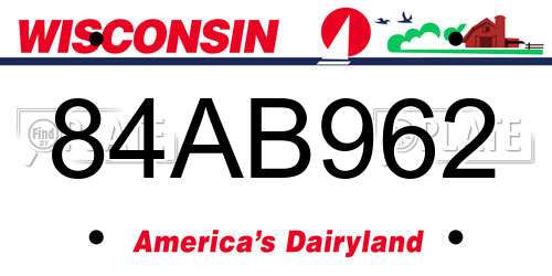 84AB962 Wisconsin License Plate