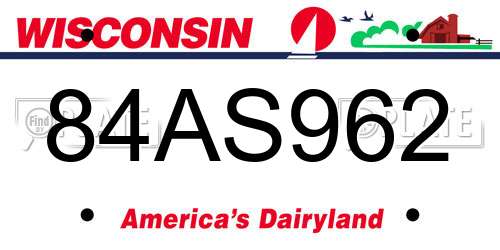 84AS962 Wisconsin License Plate