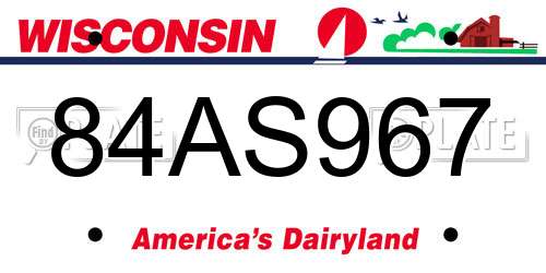 84AS967 Wisconsin License Plate