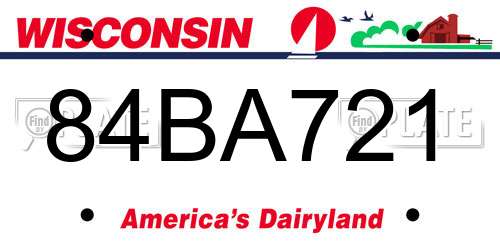 84BA721 Wisconsin License Plate
