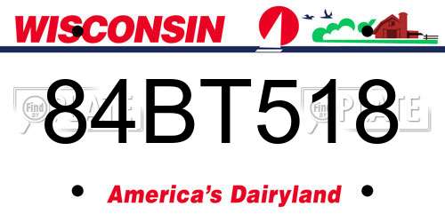 84BT518 Wisconsin License Plate
