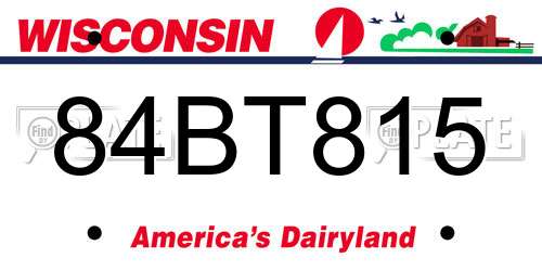 84BT815 Wisconsin License Plate