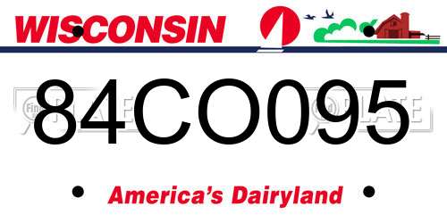 84CO095 Wisconsin License Plate