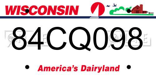 84CQ098 Wisconsin License Plate
