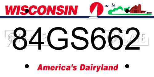 84GS662 Wisconsin License Plate