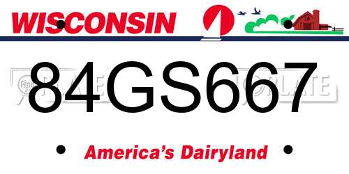 84GS667 Wisconsin License Plate