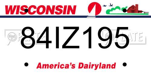 84IZ195 Wisconsin License Plate