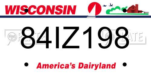 84IZ198 Wisconsin License Plate