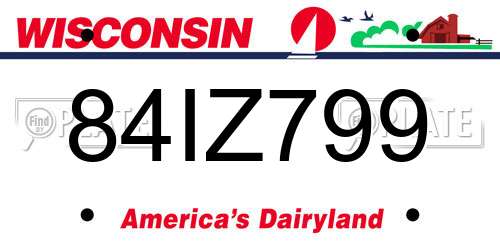 84IZ799 Wisconsin License Plate