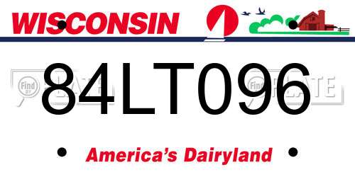 84LT096 Wisconsin License Plate