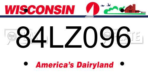84LZ096 Wisconsin License Plate