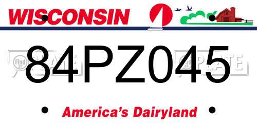 84PZ045 Wisconsin License Plate