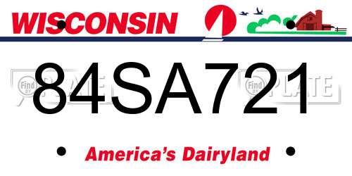 84SA721 Wisconsin License Plate