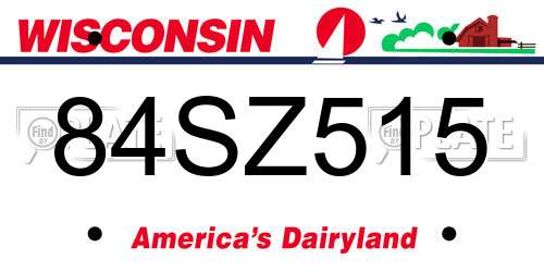 84SZ515 Wisconsin License Plate