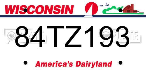 84TZ193 Wisconsin License Plate