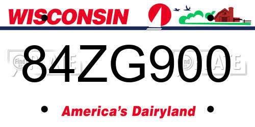 84ZG900 Wisconsin License Plate
