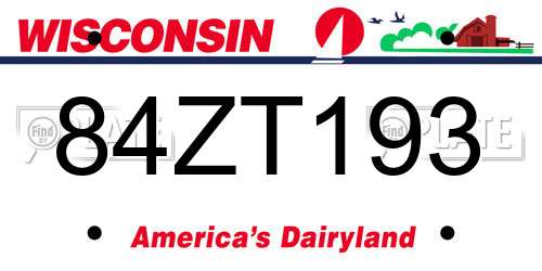 84ZT193 Wisconsin License Plate