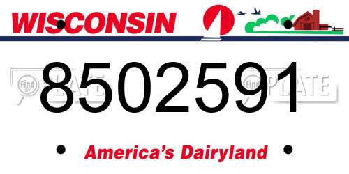 8502591 Wisconsin License Plate