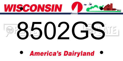8502GS Wisconsin License Plate