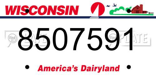 8507591 Wisconsin License Plate
