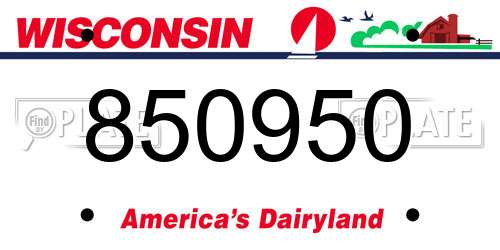 850950 Wisconsin License Plate