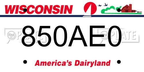 850AE0 Wisconsin License Plate