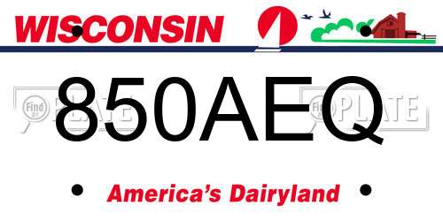 850AEQ Wisconsin License Plate