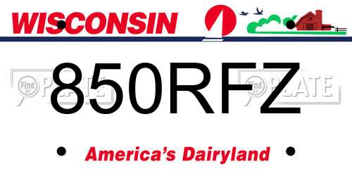 850RFZ Wisconsin License Plate