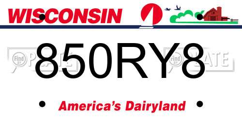 850RY8 Wisconsin License Plate