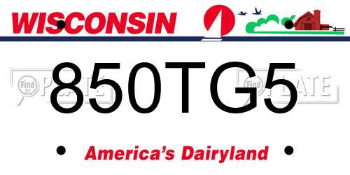 850TG5 Wisconsin License Plate