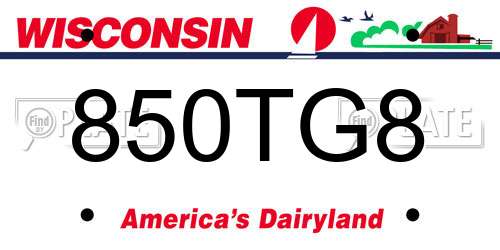 850TG8 Wisconsin License Plate
