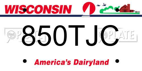 850TJC Wisconsin License Plate